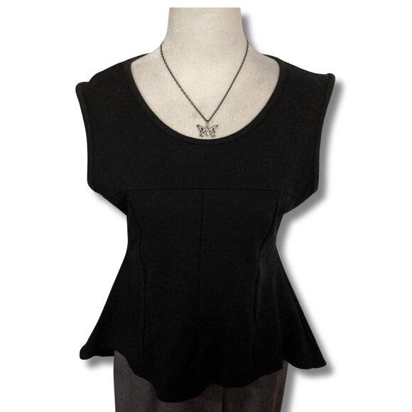 GUILTY Black high-low hem flared peplum shirt ~ Goth MEDIUM LARGE stretchy top - Picture 3 of 14
